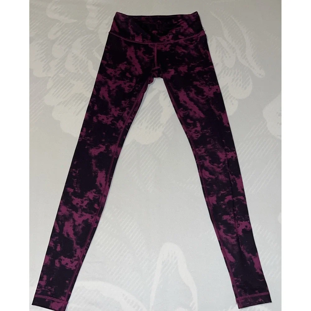 Lululemon Women's Purple Black Tie Dye High Rise Leggings Athletic Pants